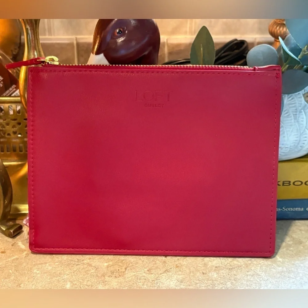 Loft Outlet Faux Leather Clutch Purse Bag Red NWOT